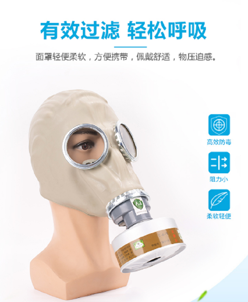 普达 防毒面具化工气体全封闭防护喷漆农药消防电焊活性炭防毒全面罩 全面具+4号中罐