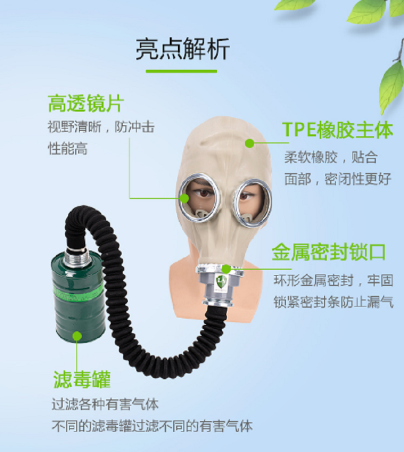 普达 防毒面具化工气体全封闭防护喷漆农药消防电焊活性炭防毒全面罩 全面具+4号中罐